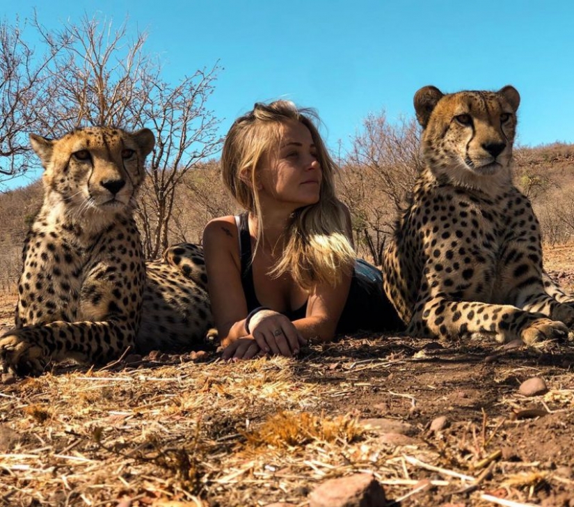 En los brazos de los guepardos: esta niña vive en la naturaleza y considera que los depredadores amigos