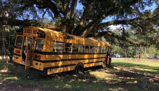 En Louisiana, un niño de 11 años robó un autobús escolar y lo estrelló contra un árbol