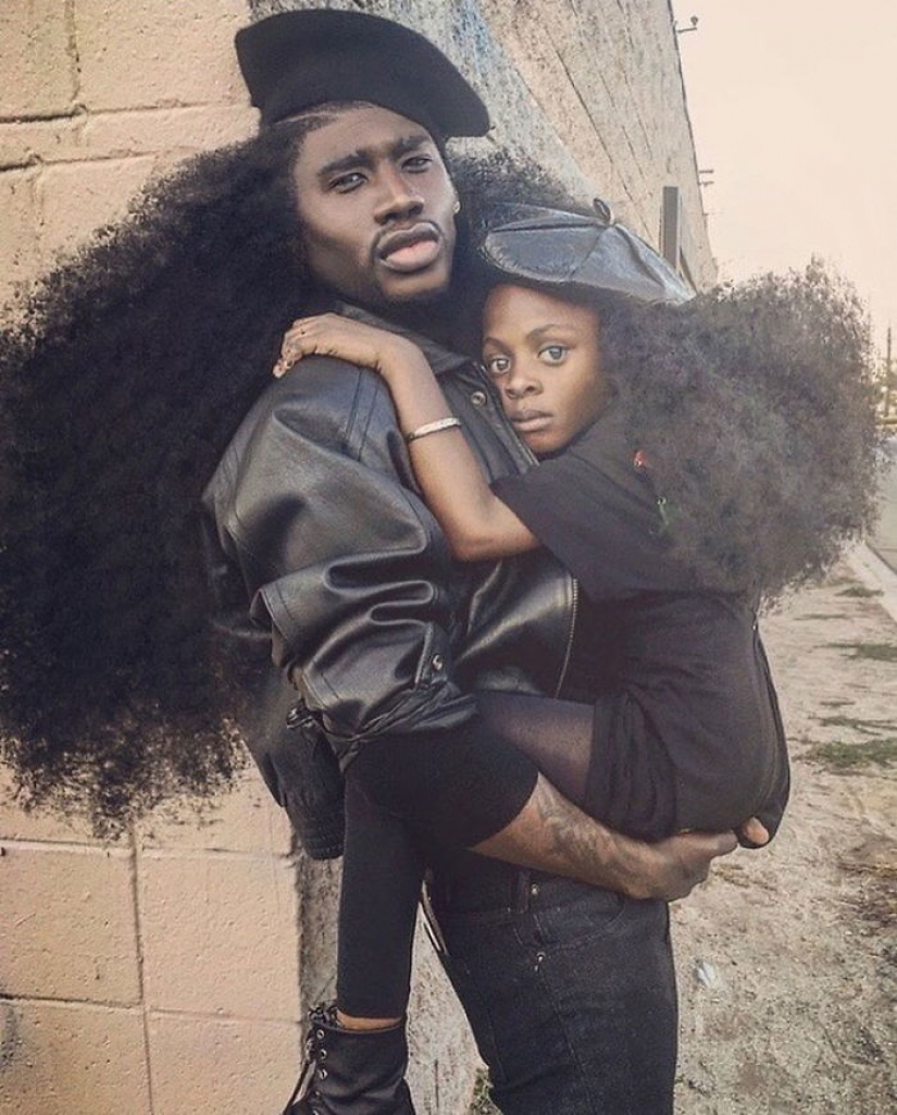 Father, daughter and their amazing hairstyles