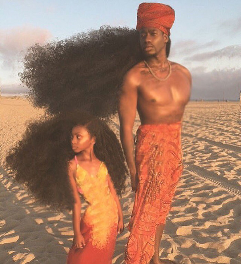 Father, daughter and their amazing hairstyles