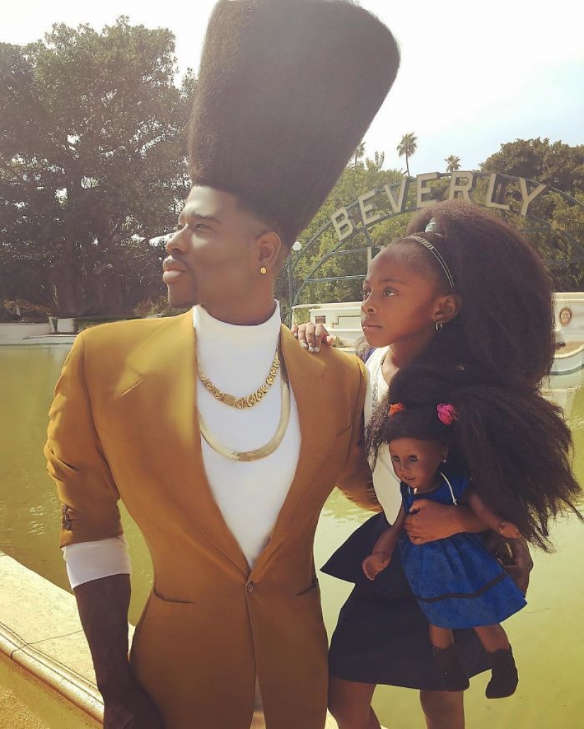 Father, daughter and their amazing hairstyles