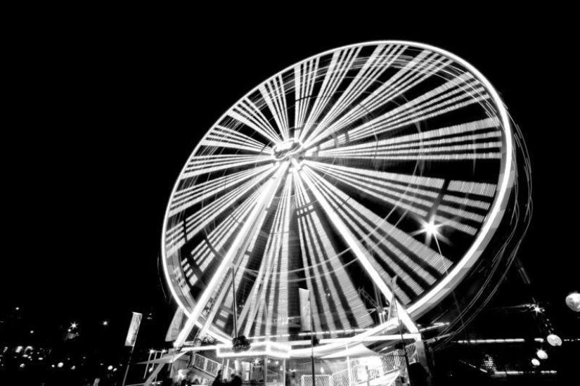 Ferris wheels on long exposure
