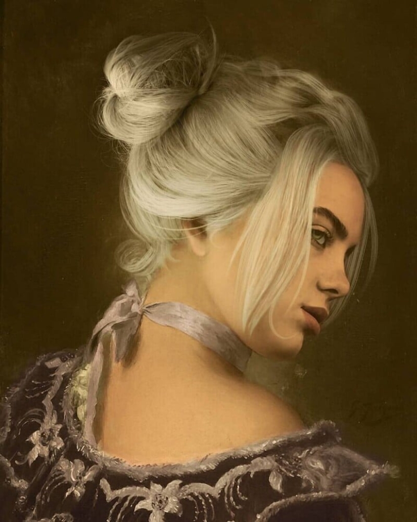 French artist paints portraits of celebrities in classical style