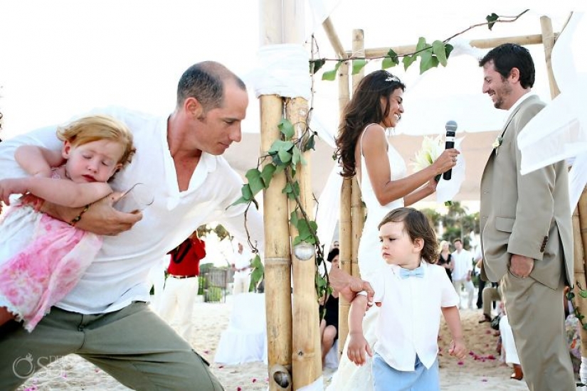 Funny emotions of children at weddings