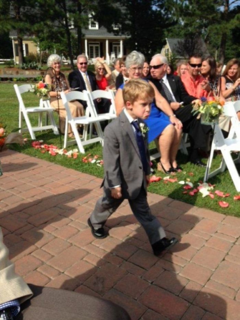 Funny emotions of children at weddings