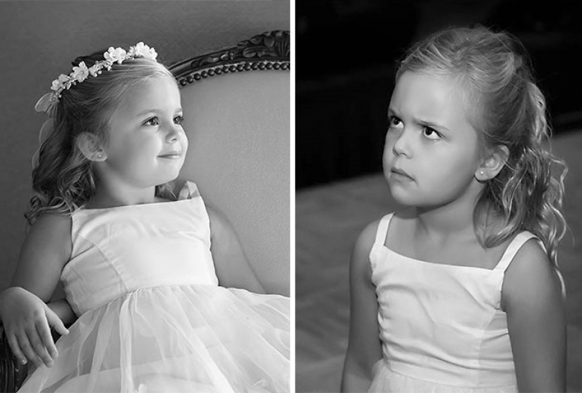 Funny emotions of children at weddings