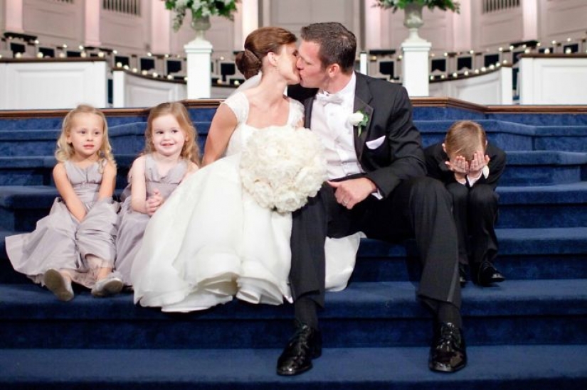 Funny emotions of children at weddings