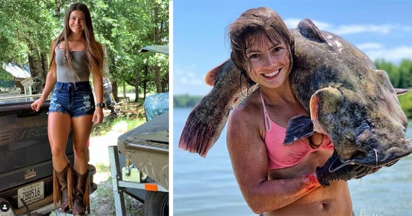 Girl loves catching big fish, but its method of fishing is shocking, even men