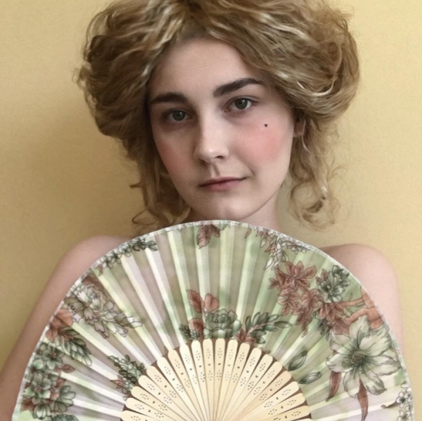 Girl recreates vintage images