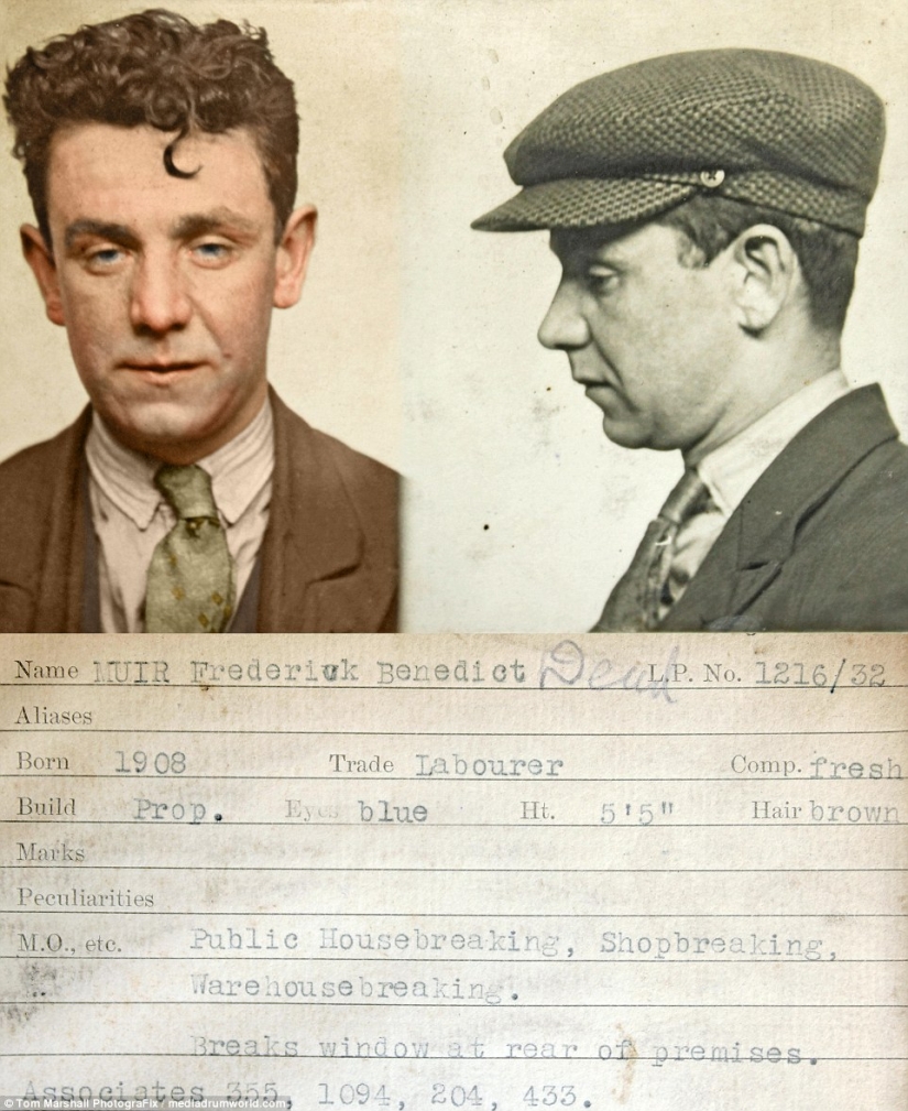 Hop-stop, no tenemos miedo de Scotland Yard: Fotografías en color de criminales de la década de 1930