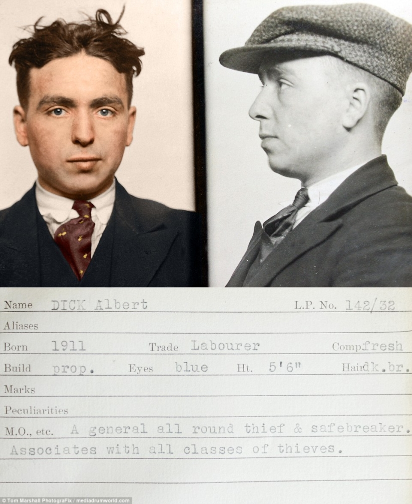 Hop-stop, no tenemos miedo de Scotland Yard: Fotografías en color de criminales de la década de 1930