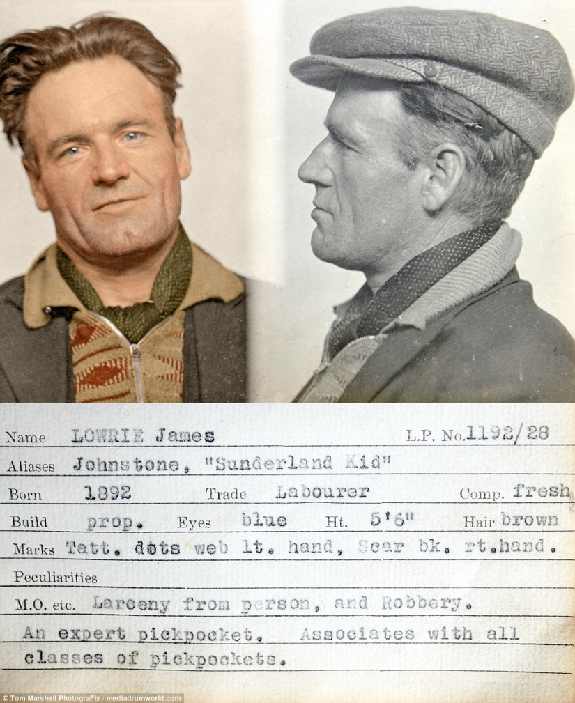 Hop-stop, we are not afraid of Scotland Yard: Color photographs of criminals of the 1930s