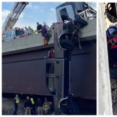 Increíble rescate: cómo se sacó una pareja de jubilados de una camioneta, colgado sobre el precipicio en Idaho
