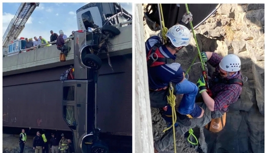 Incredible rescue: how you pulled a couple of pensioners out of a pickup truck, hanging above the precipice in Idaho