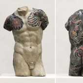 Italian artist stuffs classic sculptures with tattoos
