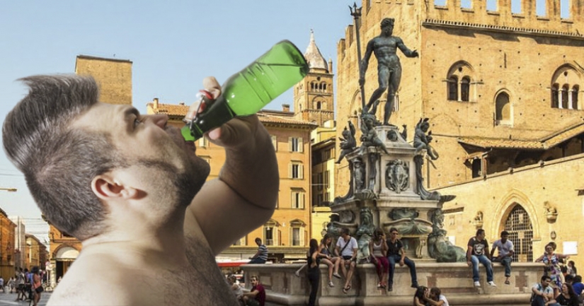 It's not beer that destroys people: half-naked Irishmen staged a drinking party in a historic fountain in Italy