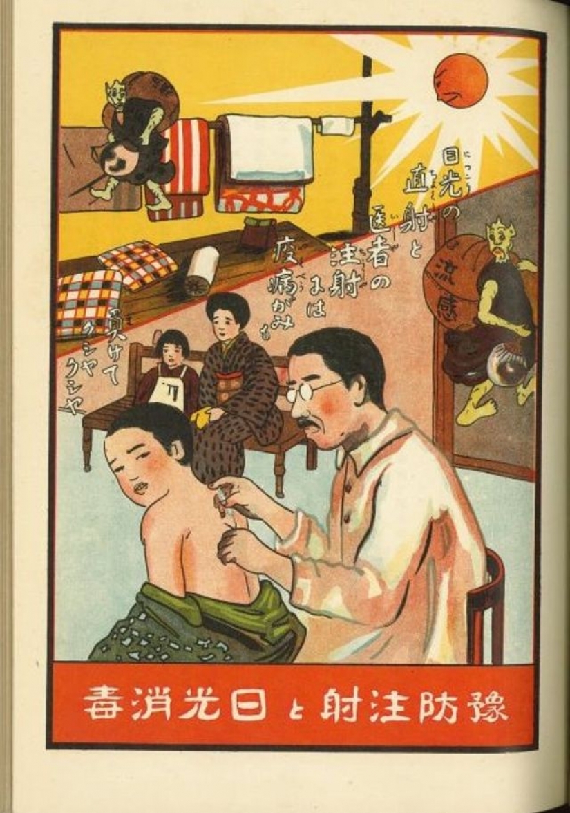 Japonés carteles de los tiempos de la pandemia de gripe de 1918