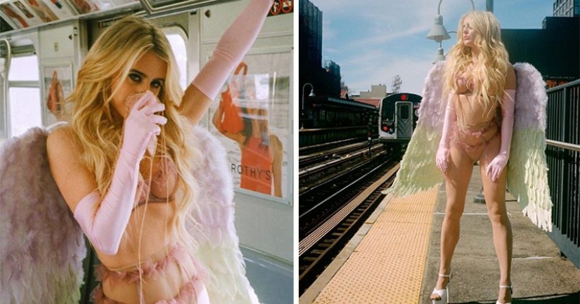 La modelo aprovechó de la cuarentena para hacer erótica sesión de fotos en el metro de nueva York