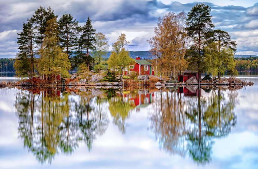 Landscapes reflected in water