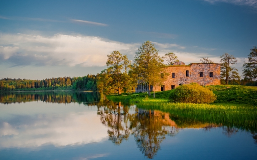 Landscapes reflected in water