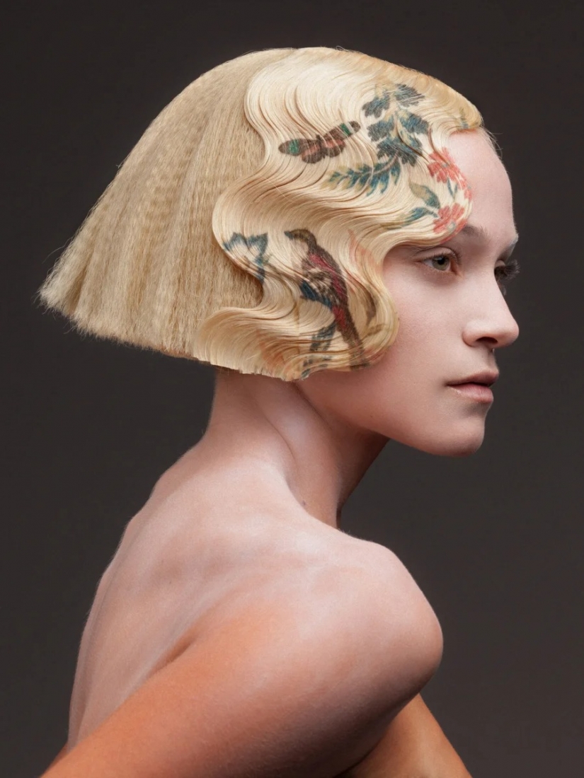 Looks like digital print hair stylist hairstyles decorated with Baroque patterns