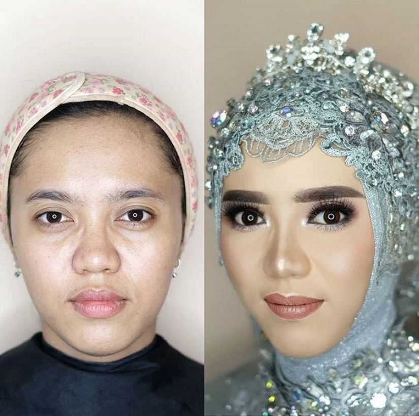 Los milagros de la boda maquillaje Asiático novias antes y después de maquillaje se vea como personas diferentes