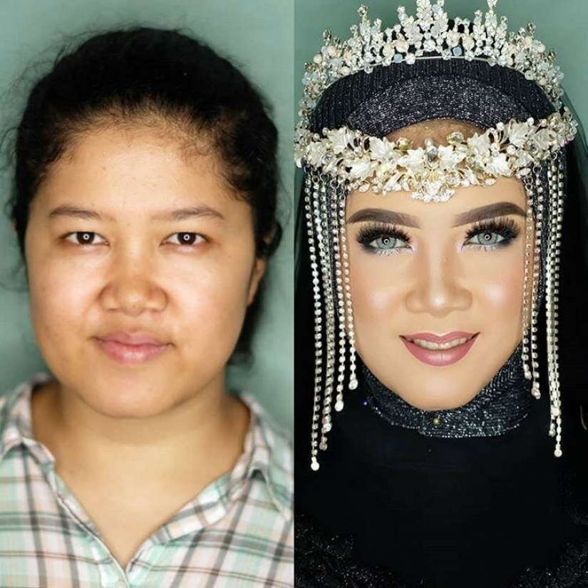 Los milagros de la boda maquillaje Asiático novias antes y después de maquillaje se vea como personas diferentes