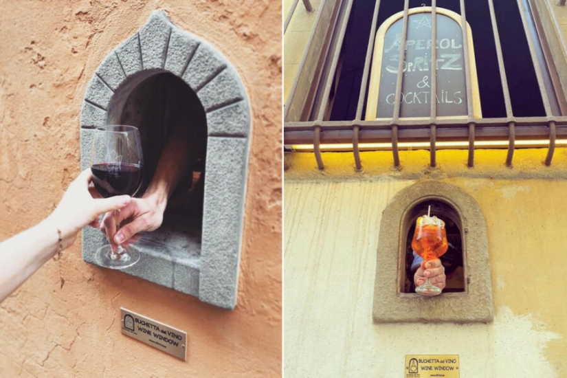 Los restaurantes en Toscana vuelven a usar "ventanas de vino" hechas en la Edad Media durante la peste