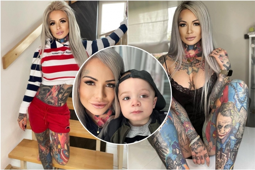 Mamá-cómica: Mujer alemana llenó todo su cuerpo de tatuajes con los superhéroes favoritos de su hijo