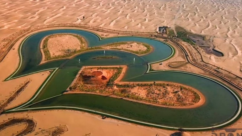 Man-made marvel in Dubai desert: the Lake of Love