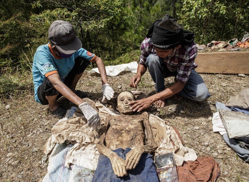 Manene Festival, during which the Toraja people dig up the bodies of their deceased relatives