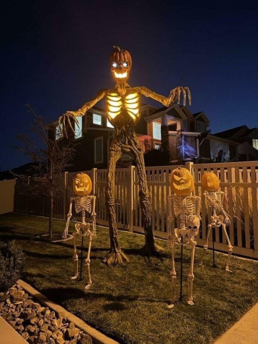 Memno, a gran escala, pesadilla: 30 ejemplos de decoración ingeniosa de los fanáticos de Halloween
