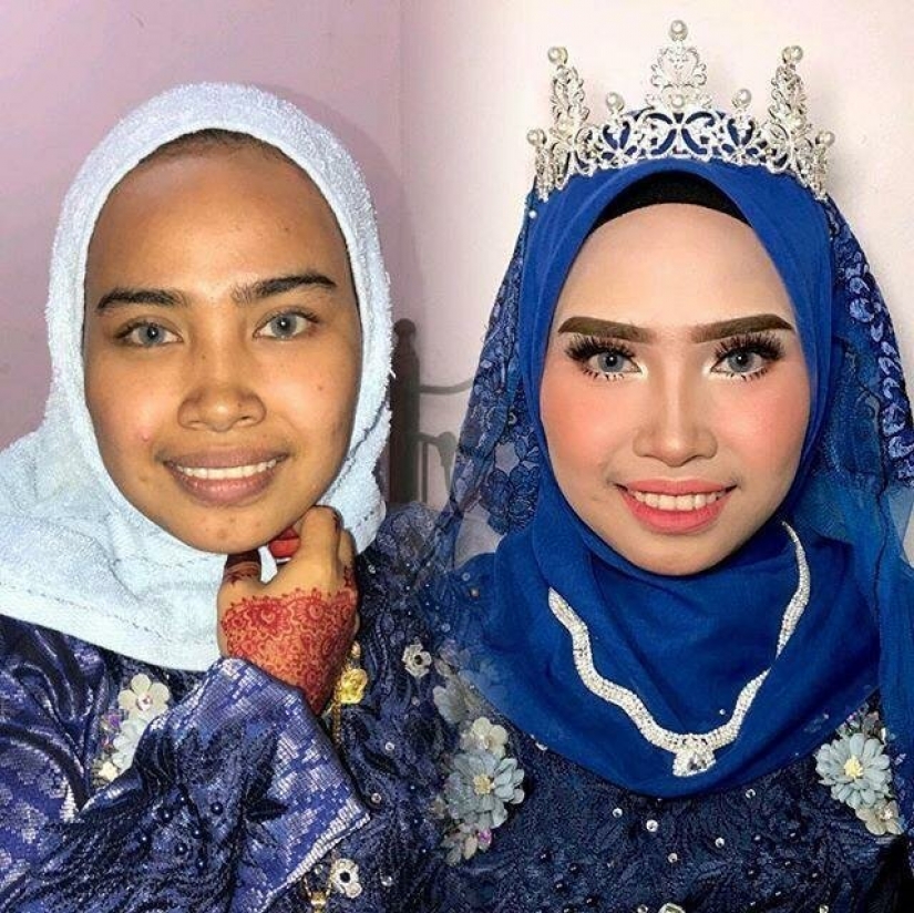 Miracles of wedding makeup Asian brides before and after makeup look like different people