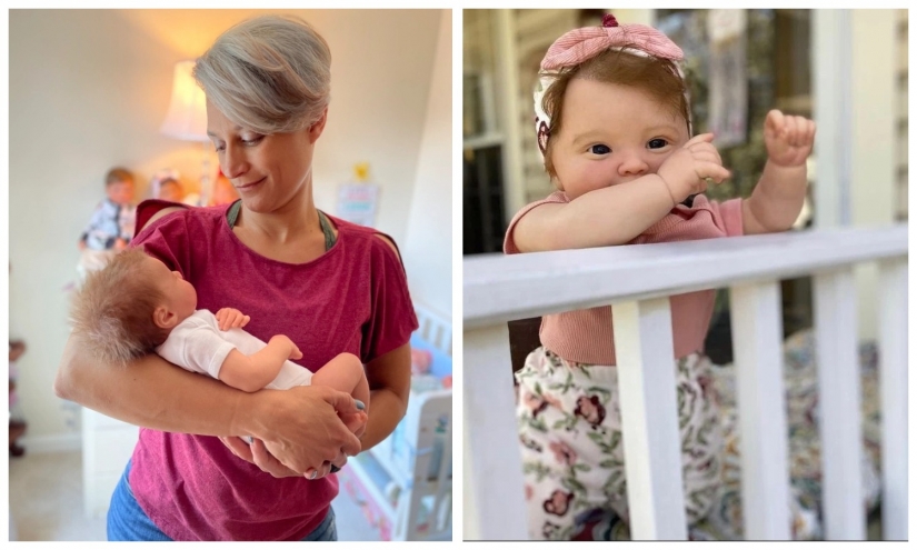 Mujer estadounidense cuida de bebés realistas para ahogar el dolor de la despedida con sus propios hijos