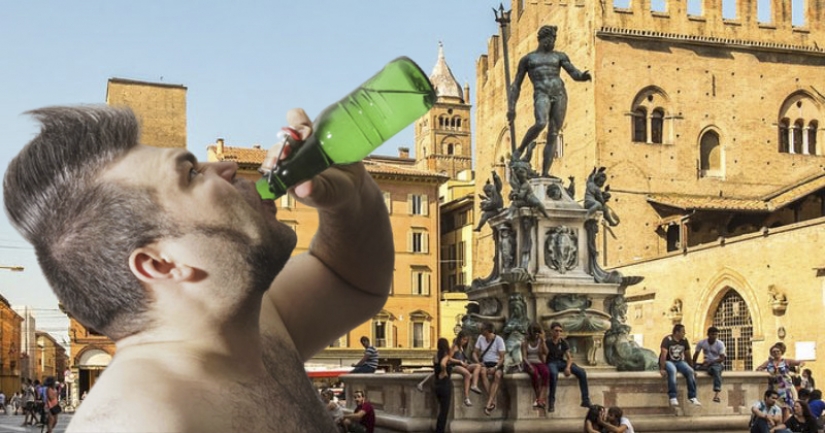 No es la cerveza lo que destruye a la gente: irlandeses semidesnudos organizaron una fiesta para beber en una fuente histórica en Italia
