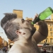 No es la cerveza lo que destruye a la gente: irlandeses semidesnudos organizaron una fiesta para beber en una fuente histórica en Italia