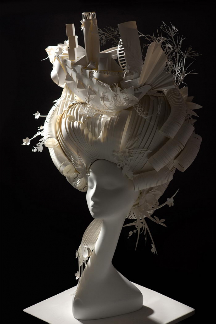 Paper art: wigs and attire of masters from St. Petersburg Asi and Dmitry Kozinykh