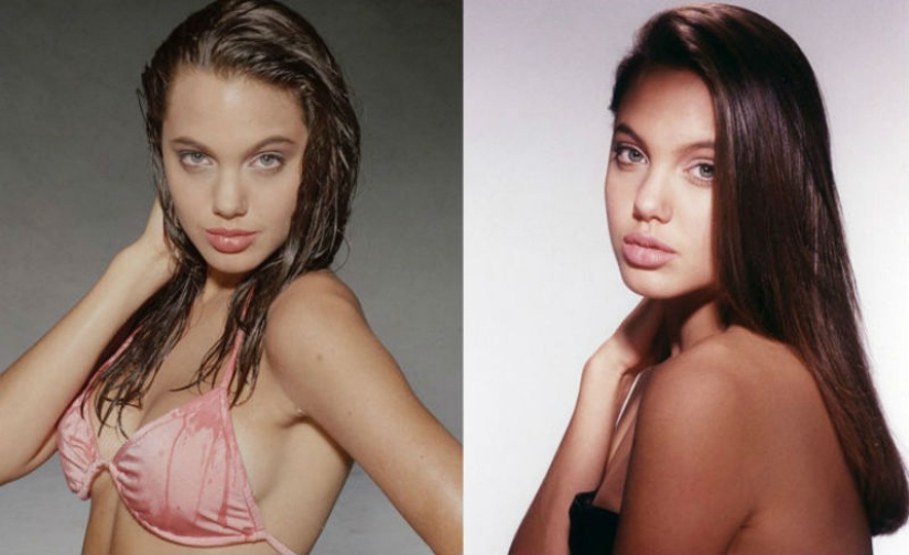 Photo shoot of a young and not yet famous Angelina Jolie
