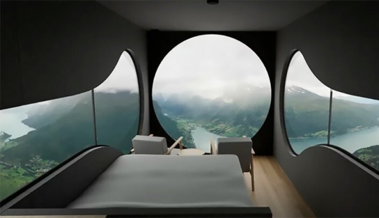 Pájaro cuadros con vistas de los fiordos y montañas de Noruega Pájaro cuadros con vistas de los fiordos y montañas de Noruega