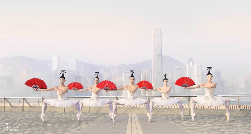 Promotional posters showing Hong Kong dancers defying gravity