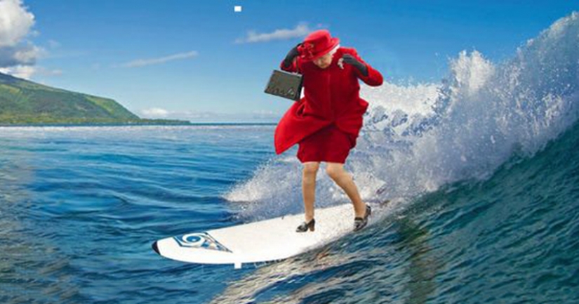 Queen Elizabeth II cuts through the waves and dancing with the king of pop