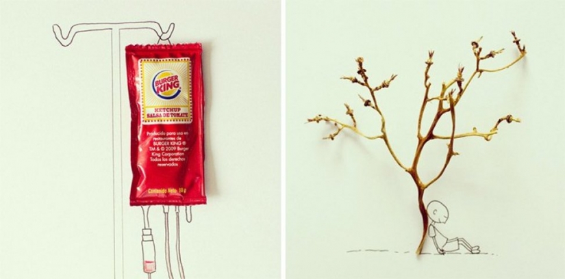 Real works of art from household items and food