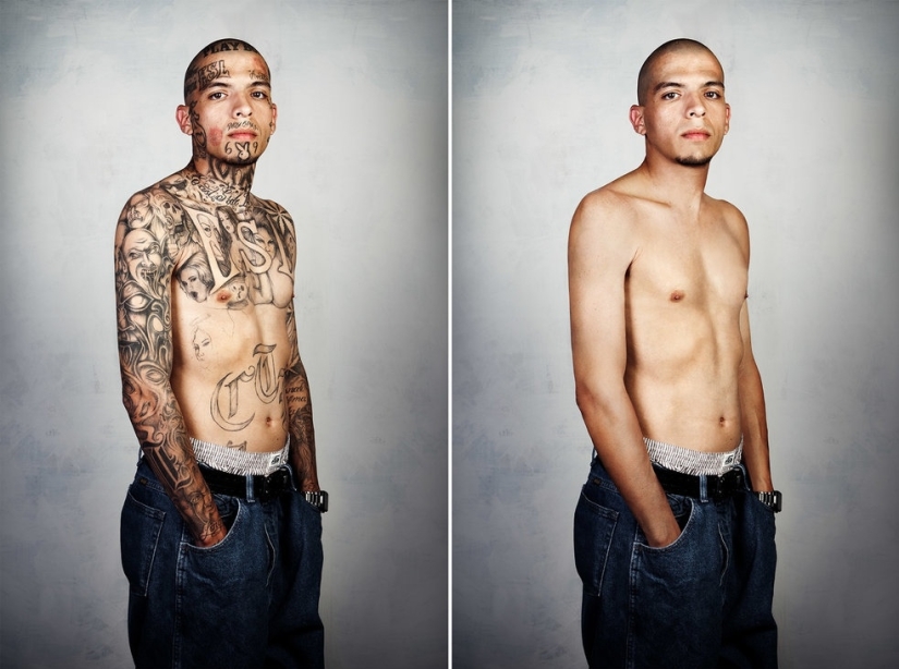 Retouched tattoos of gangsters: Steve Barton's photo project