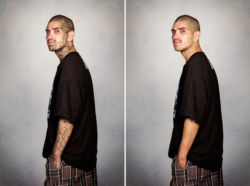 Retouched tattoos of gangsters: Steve Barton's photo project