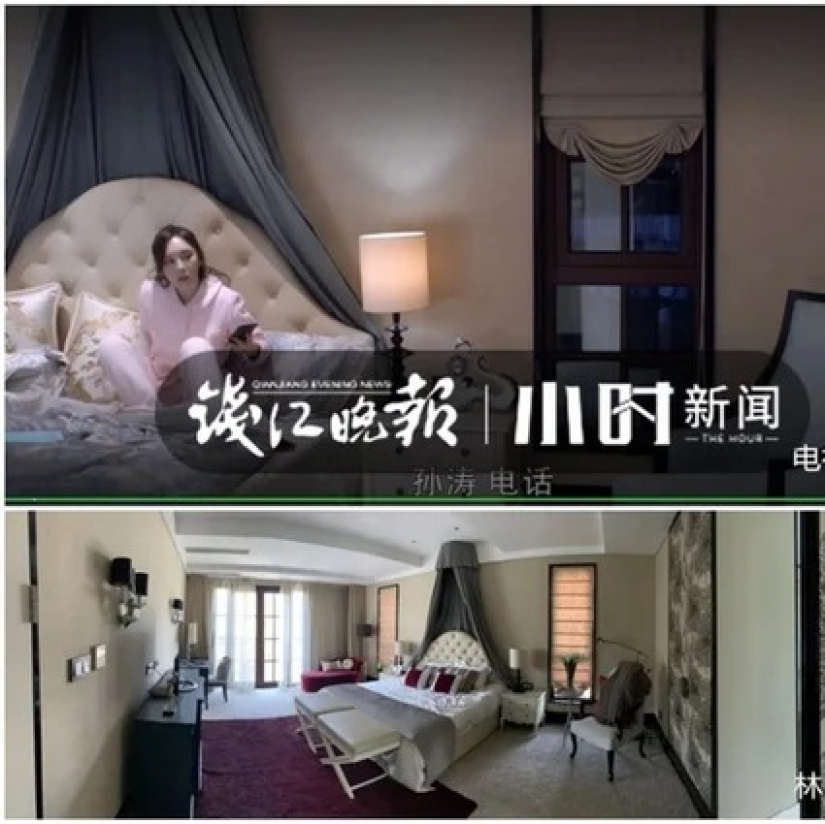 Rich Chinese girl saw in the series own bedroom with the reclining actress