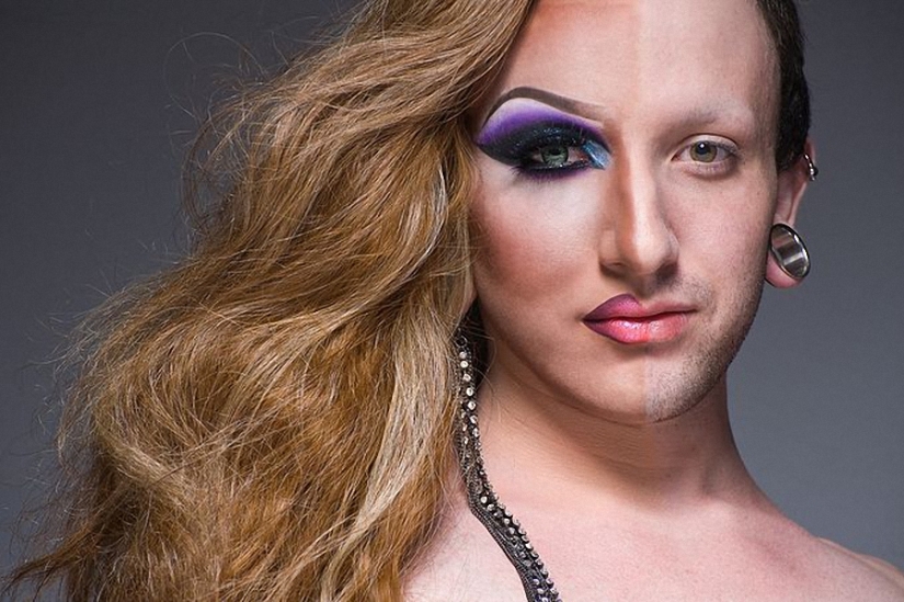 Show face travesty diva with makeup and without the project Leland Bobba