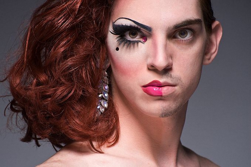 Show face travesty diva with makeup and without the project Leland Bobba