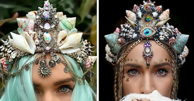 Stunning crowns made of shells will turn any girl into a modern mermaid