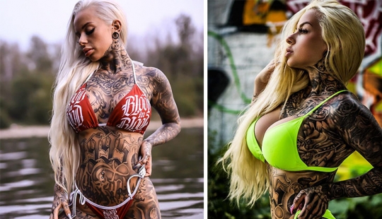 Tattooed from head to toe, the model showed herself to the transformation