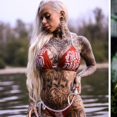 Tatuada de pies a cabeza, la modelo se mostró a la transformación